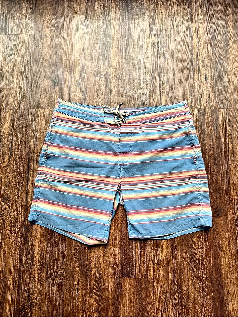 Faherty Men Classic Horizon Striped Board Shorts Surf Swim Trunks 7 Inseam-Sz 36